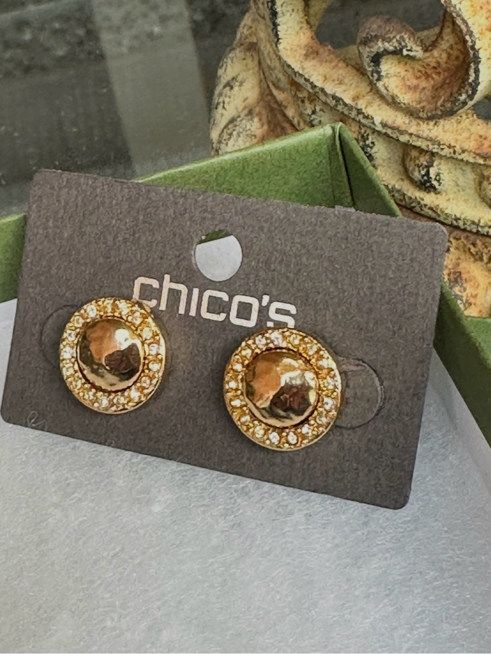 Chico’s Gold Round button style earrings